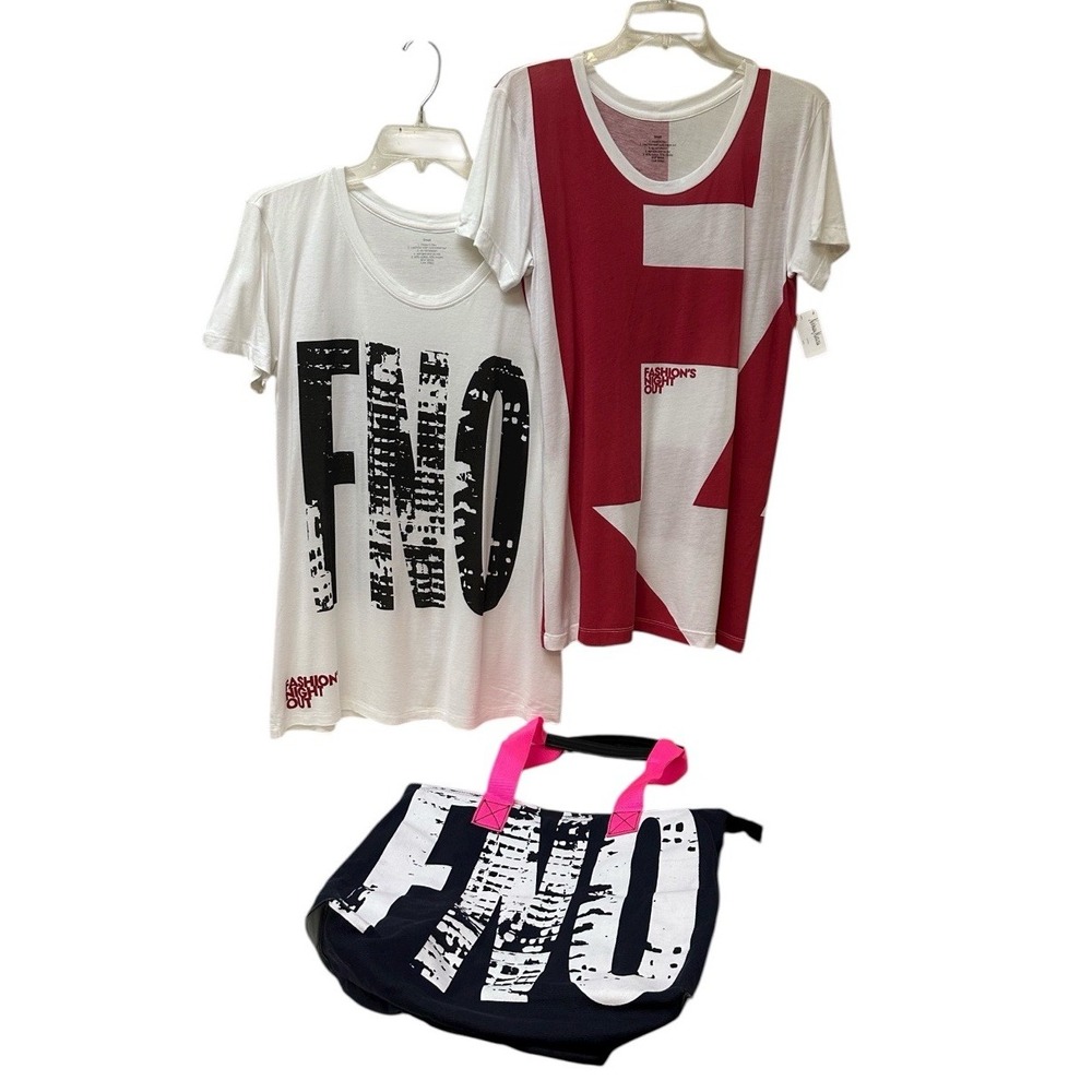BRAHMIN Neiman Marcus Fashion Night Out 2011 Canvas Tote Bag & 2 T Shirt Lot